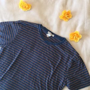 Orange Striped Blue T Shirt